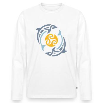 Tribal dolphins - Männer Premium Bio Langarmshirt - Weiß - Vorne - Nico (187cm)