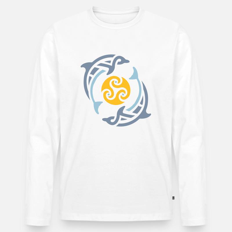 Tribal dolphins - Männer Premium Bio Langarmshirt - Weiß