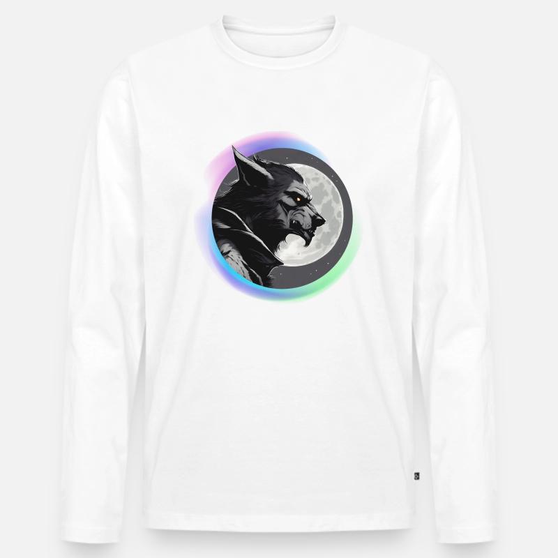 Werwolf spitzt die Ohren - Männer Premium Bio Langarmshirt - Weiß