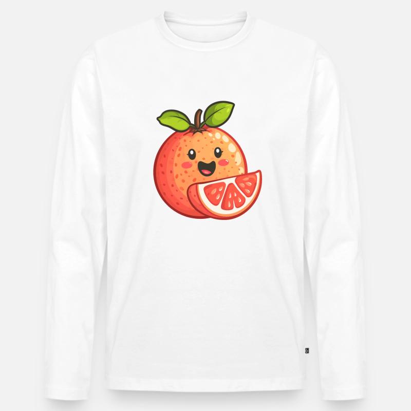 Grapefruit - Männer Premium Bio Langarmshirt - Weiß
