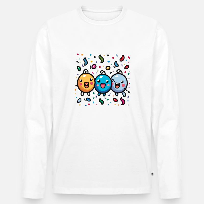 Fasnachtsfreude mit Konfetti - Männer Premium Bio Langarmshirt - Weiß