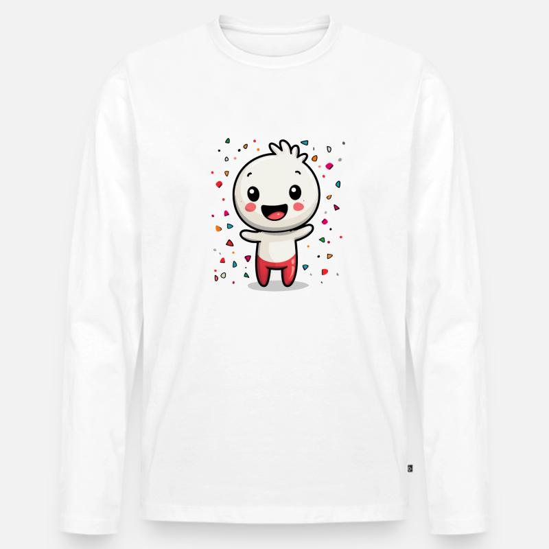 Fasnachtsfreude mit Konfetti - Männer Premium Bio Langarmshirt - Weiß