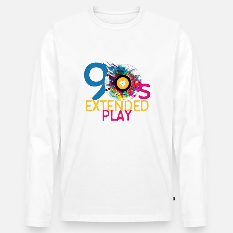 90er Extended Play - Männer Premium Bio Langarmshirt - Weiß