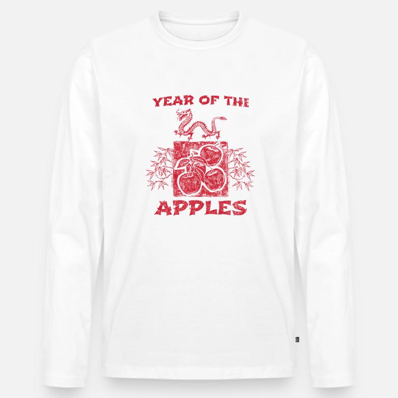 Jahr der Äpfel - Männer Premium Bio Langarmshirt - Weiß