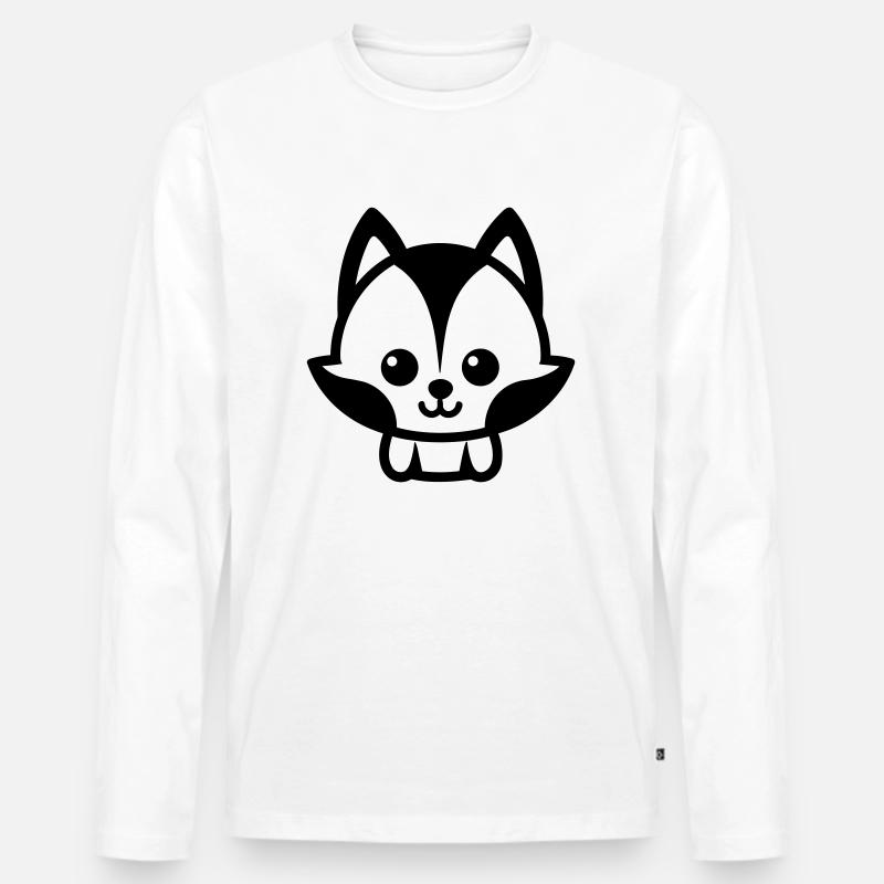 Fuchs - Männer Premium Bio Langarmshirt - Weiß