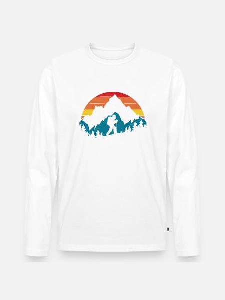 Wandern Wanderer Wanderung Berge Wald - Männer Premium Bio Langarmshirt - Weiß