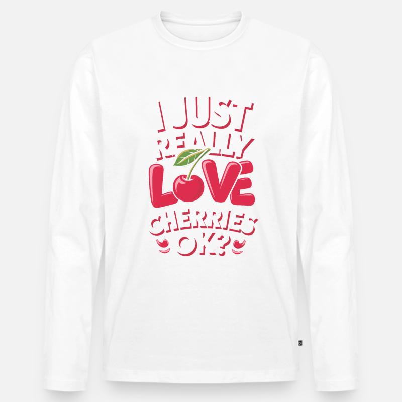 Kirsche Kirschen Früchte Essen - Männer Premium Bio Langarmshirt - Weiß