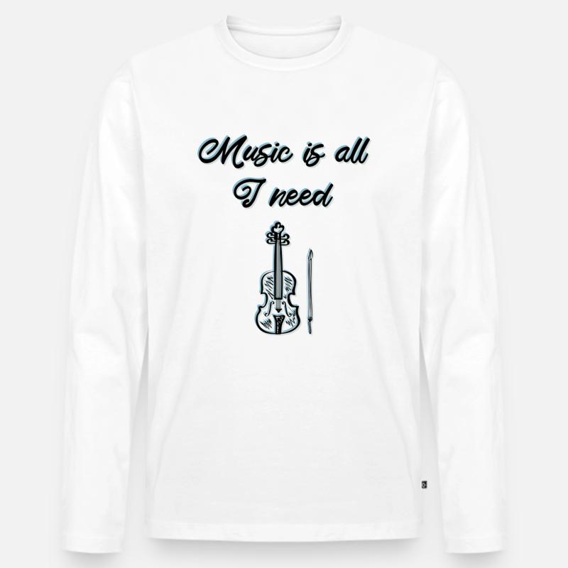 Musik - Männer Premium Bio Langarmshirt - Weiß