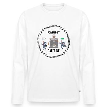 Powered by Caffeine (Man) - Männer Premium Bio Langarmshirt - Weiß - Vorne - Nico (187cm)