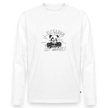 Aucune raison d’agir à mon âge Joueur de jeu Panda PEW - T-shirt manches longues Premium bio Homme - blanc - Devant - Nico (187cm)