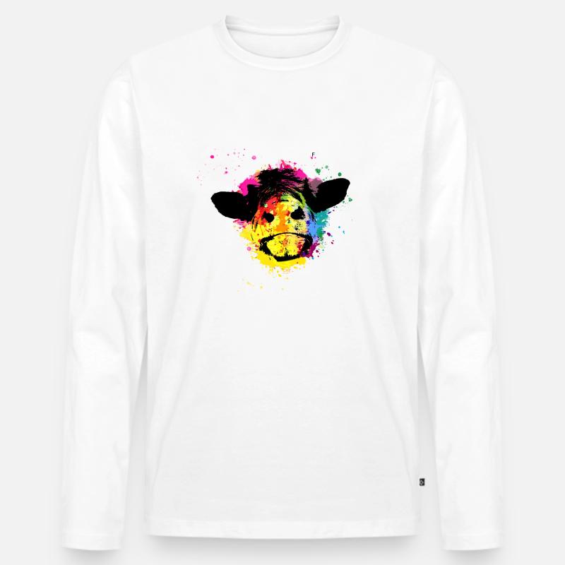 Kuh,bunt, Graffiti ,Malerei, - Männer Premium Bio Langarmshirt - Weiß