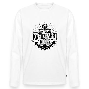 Kreuzfahrt Modus | Anker & Abenteuer - Männer Premium Bio Langarmshirt - Weiß - Vorne - Nico (187cm)