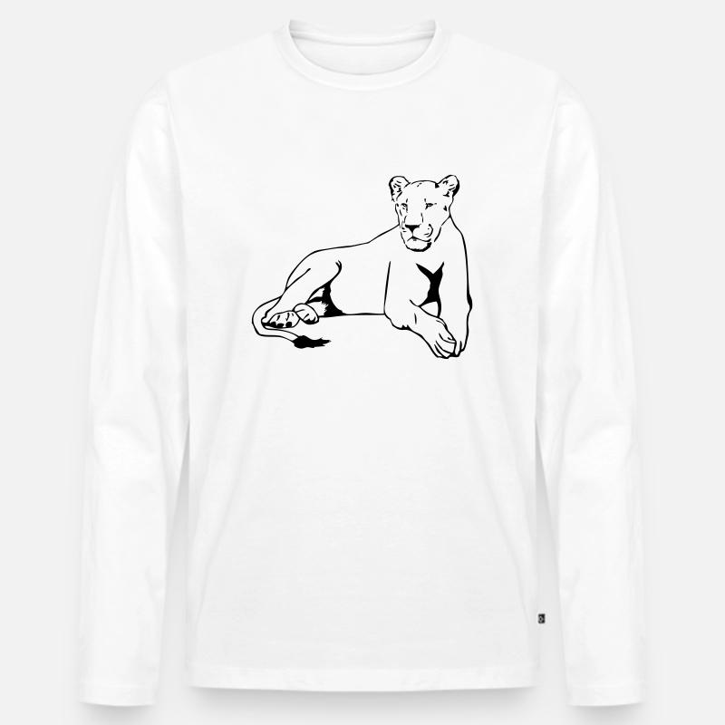 Lion - Löwe - Löwin - Männer Premium Bio Langarmshirt - Weiß