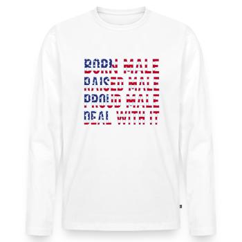 Homme né mâle élevé - T-shirt manches longues Premium bio Homme - blanc - Devant - Nico (187cm)