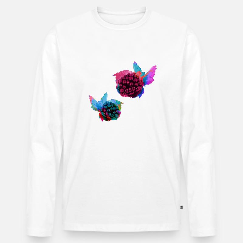 2 brombeeren,brombeere,blau,pop-art,blau,malerei, - Männer Premium Bio Langarmshirt - Weiß