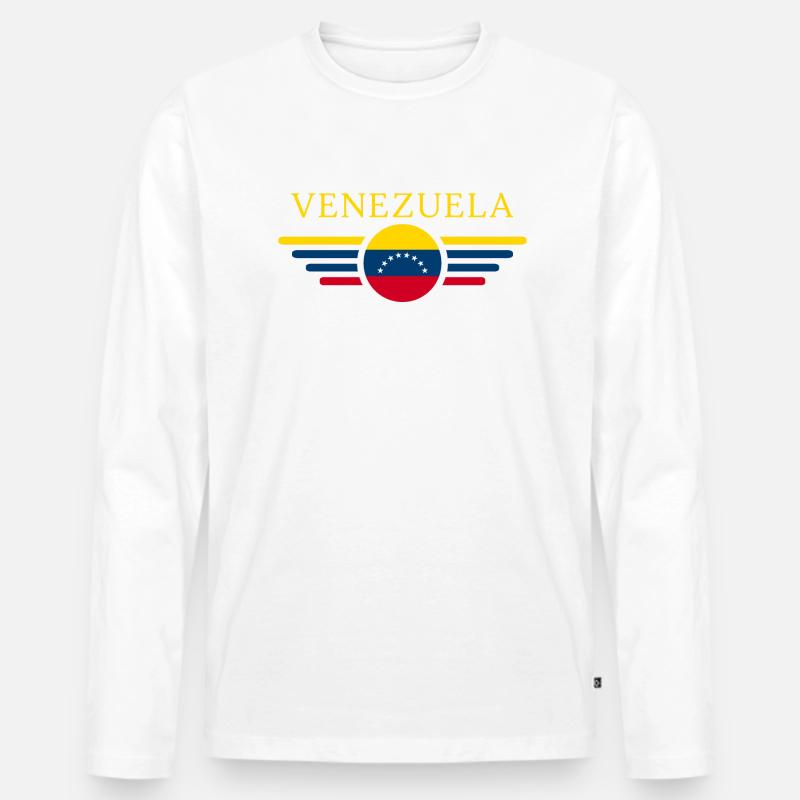 Venezuela - Männer Premium Bio Langarmshirt - Weiß