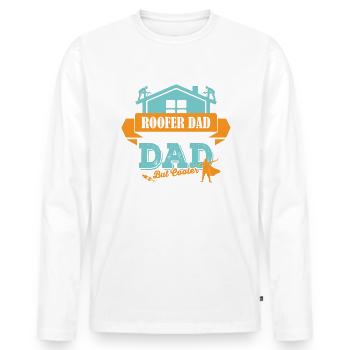 Dachdecker Vater Papa cooler - Männer Premium Bio Langarmshirt - Weiß - Vorne - Nico (187cm)