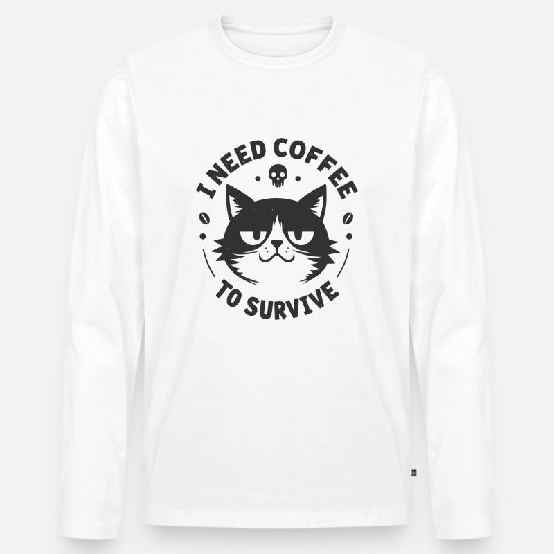 I Need Coffee - Männer Premium Bio Langarmshirt - Weiß