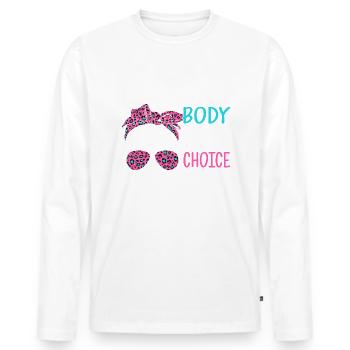 Mon corps Ma décision - T-shirt manches longues Premium bio Homme - blanc - Devant - Nico (187cm)