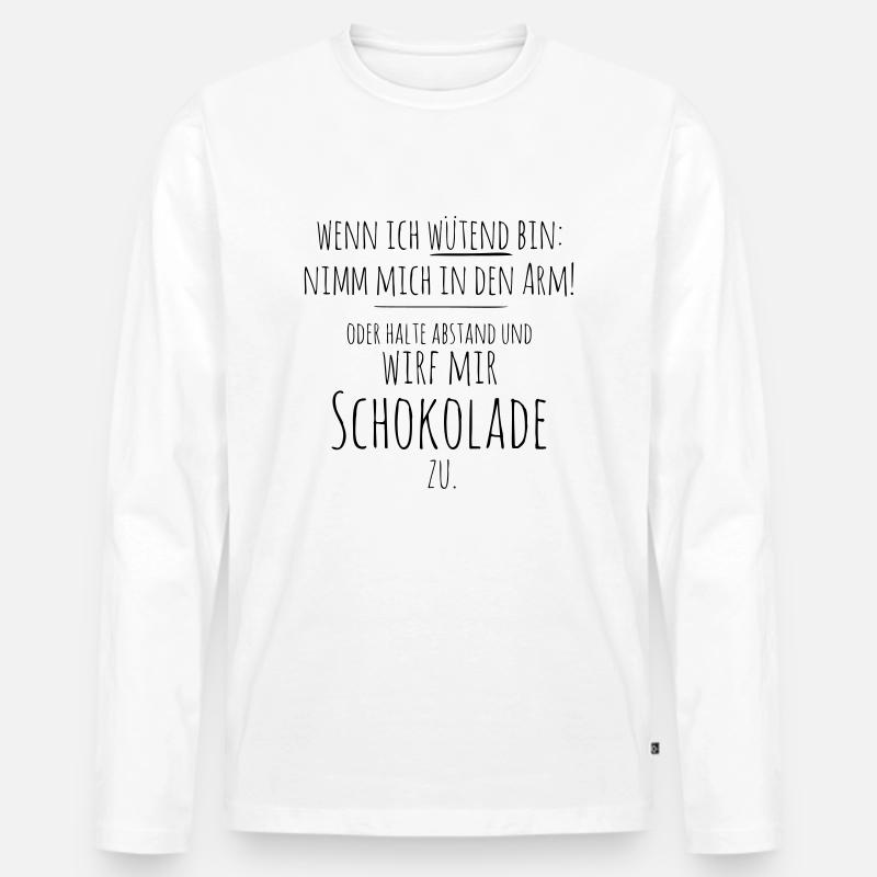 wütend wirf Schokolade - Männer Premium Bio Langarmshirt - Weiß