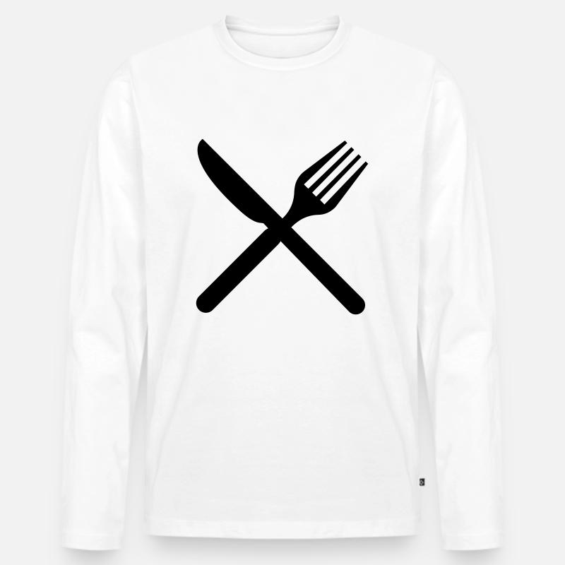 Messer & Gabel - Männer Premium Bio Langarmshirt - Weiß