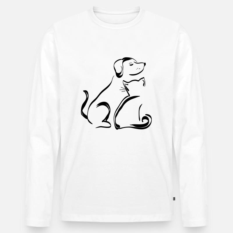 Hund - Männer Premium Bio Langarmshirt - Weiß