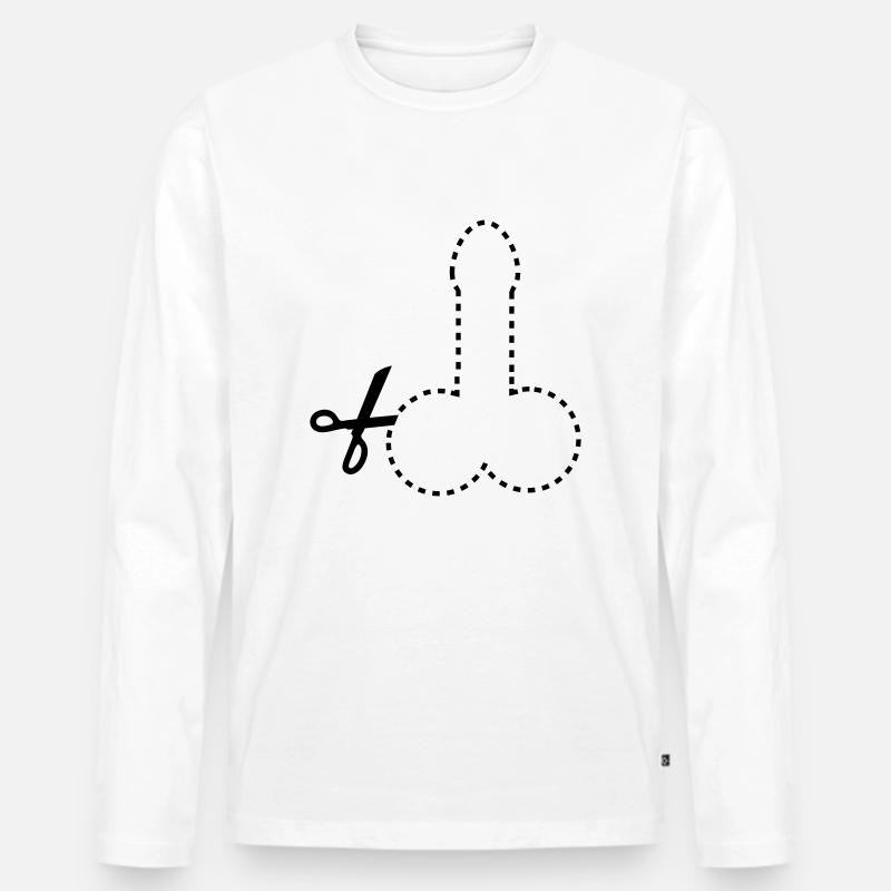 dashed_cut_out_penis_1c - Männer Premium Bio Langarmshirt - Weiß