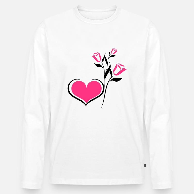 herzblume - Männer Premium Bio Langarmshirt - Weiß