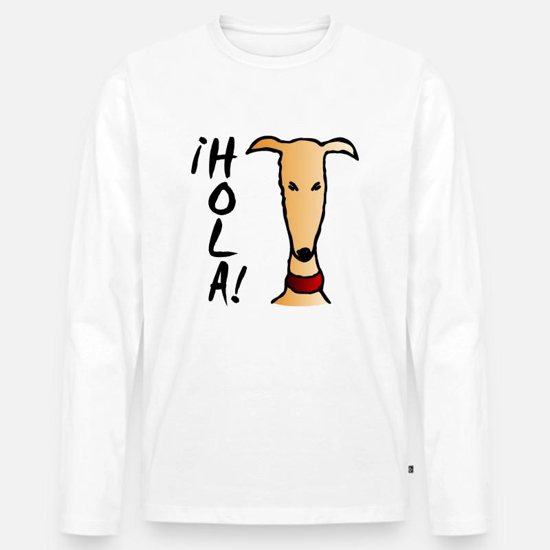 Galgo - Männer Premium Bio Langarmshirt - Weiß
