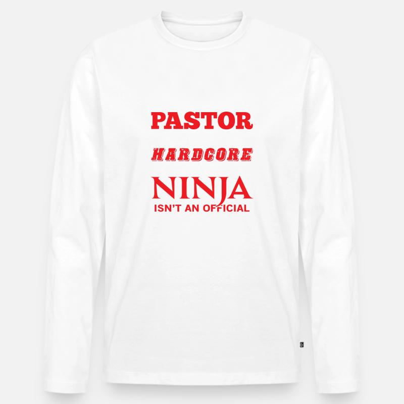 Pastor devil stomping Ninja - Männer Premium Bio Langarmshirt - Weiß