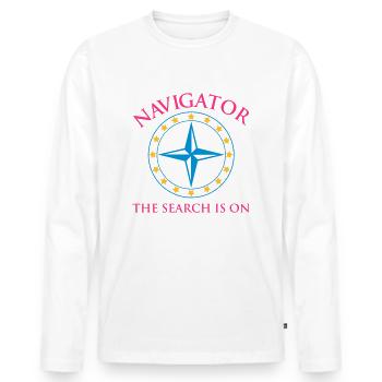 Navigateur - T-shirt manches longues Premium bio Homme - blanc - Devant - Nico (187cm)