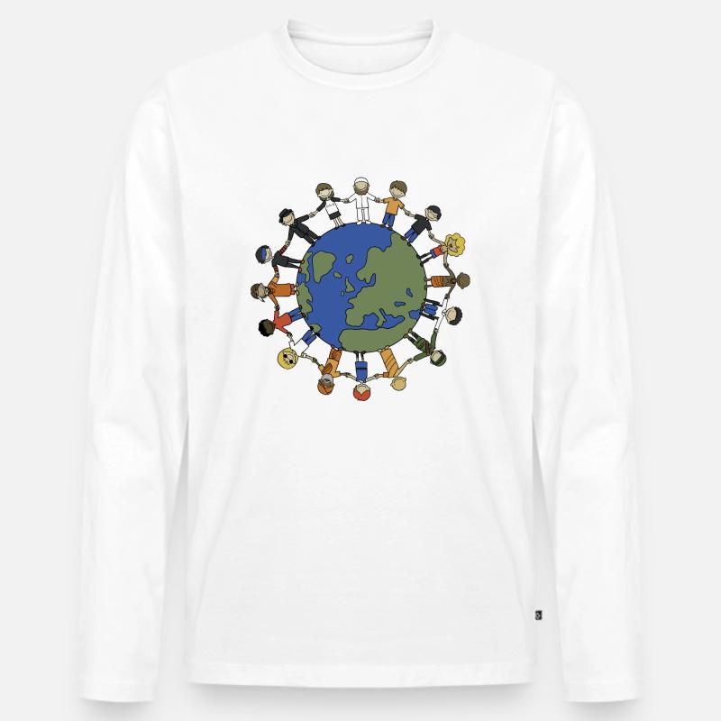 Weltfrieden - Männer Premium Bio Langarmshirt - Weiß