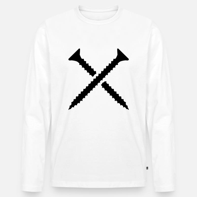 Schraube - Männer Premium Bio Langarmshirt - Weiß
