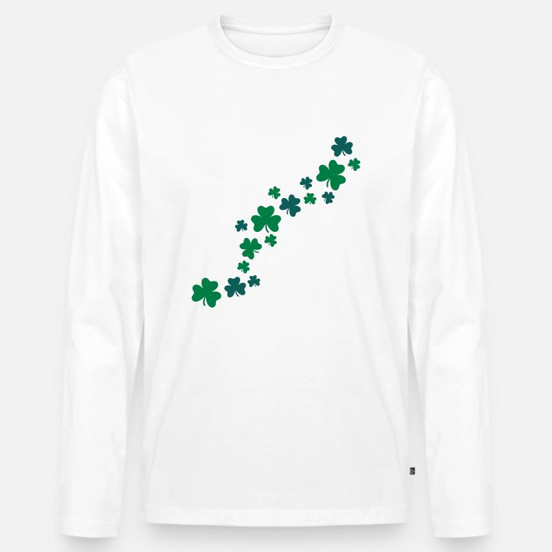 Shamrocks - Männer Premium Bio Langarmshirt - Weiß