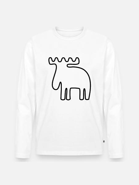 Elch - Männer Premium Bio Langarmshirt - Weiß