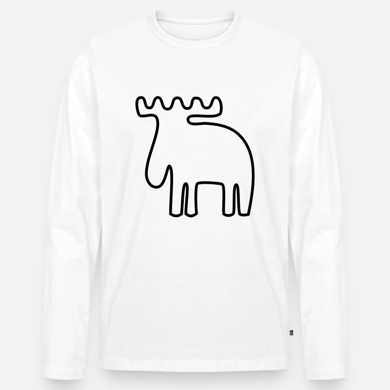 Elch - Männer Premium Bio Langarmshirt - Weiß