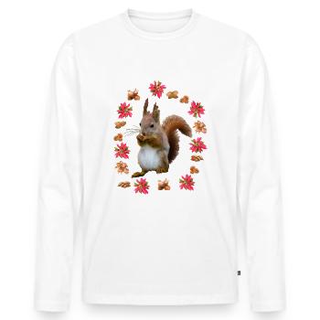 Squirrels with nuts, poinsettia, hazelnut - Men's Premium Organic Long Sleeve Shirt - white - Front - Nico (187cm)
