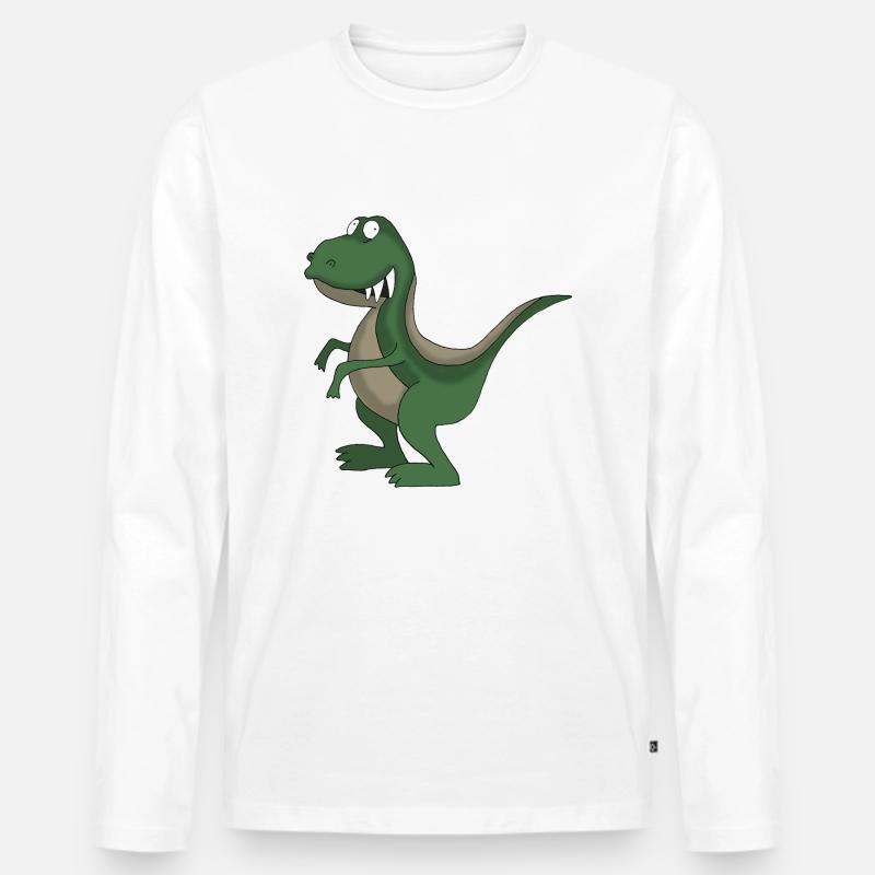 Dino 4 - Männer Premium Bio Langarmshirt - Weiß