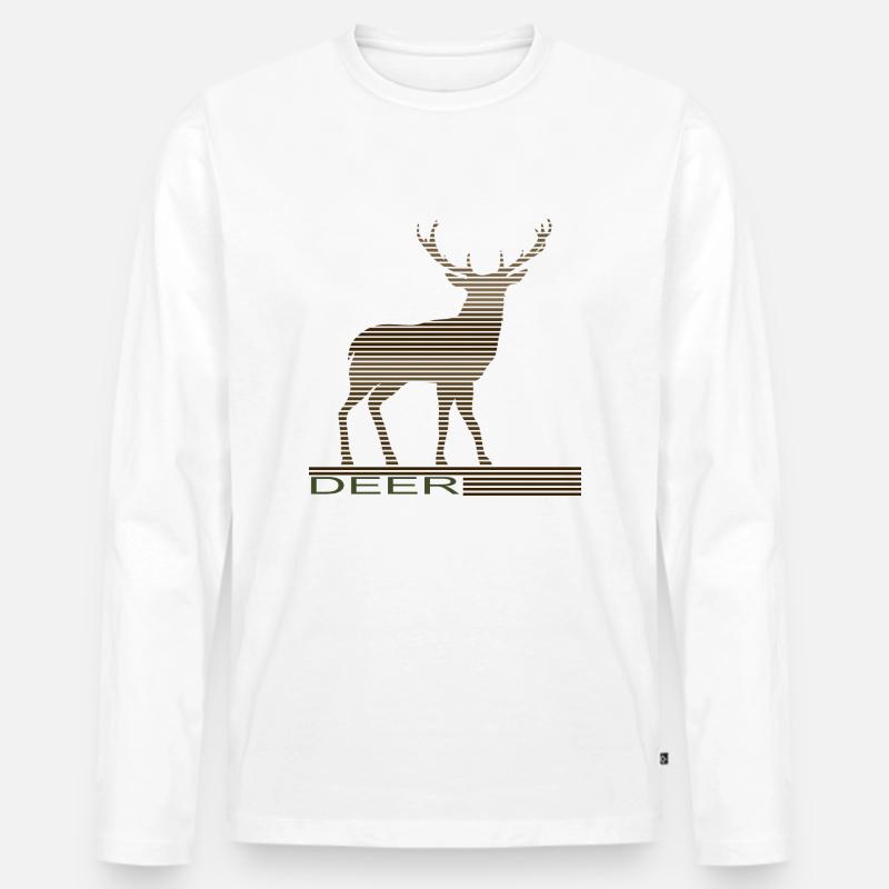 Hirsch - Männer Premium Bio Langarmshirt - Weiß