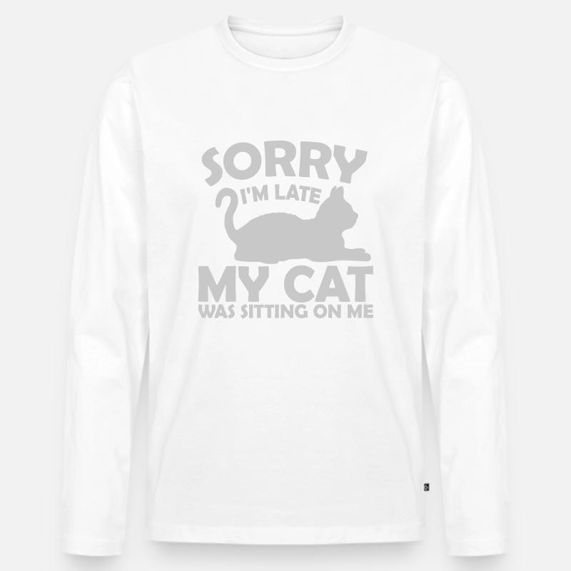 sorry cat was sitting - Männer Premium Bio Langarmshirt - Weiß