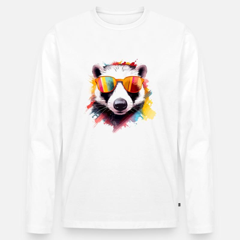 Honig-Waschbär - Männer Premium Bio Langarmshirt - Weiß