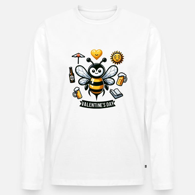 Valentine's Buzz My Valentine - Männer Premium Bio Langarmshirt - Weiß