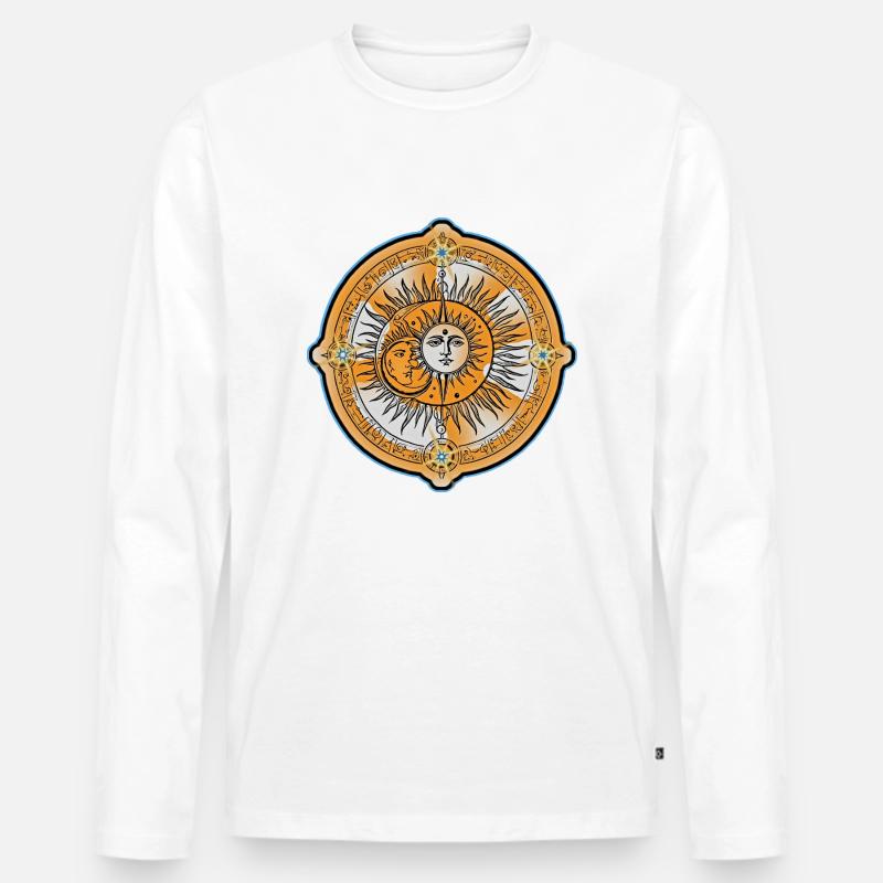 Sonne Mond und Sterne - Männer Premium Bio Langarmshirt - Weiß