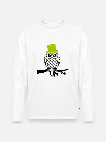owl sir - Men's Premium Organic Long Sleeve Shirt - white
