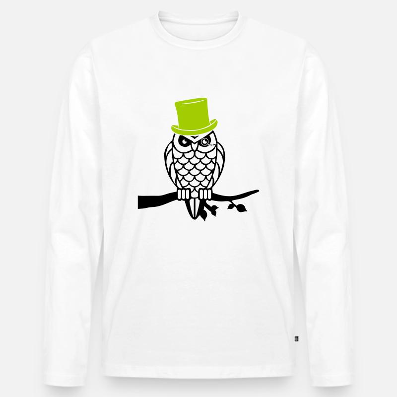 owl sir - Männer Premium Bio Langarmshirt - Weiß