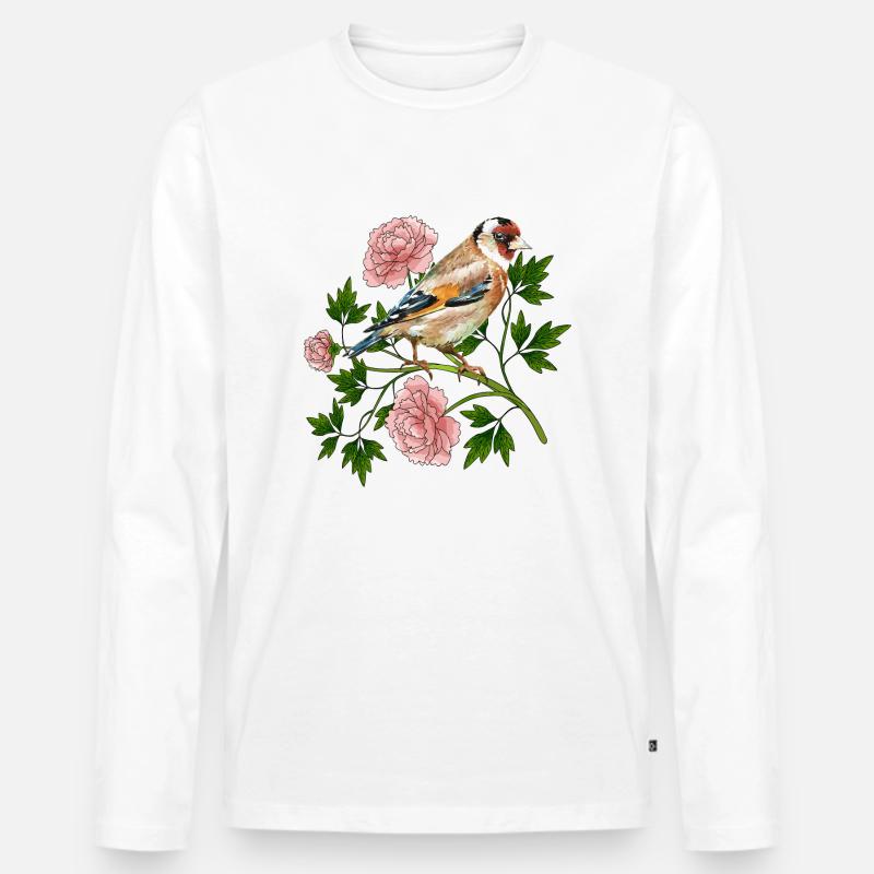 Bunter Vogel - Männer Premium Bio Langarmshirt - Weiß