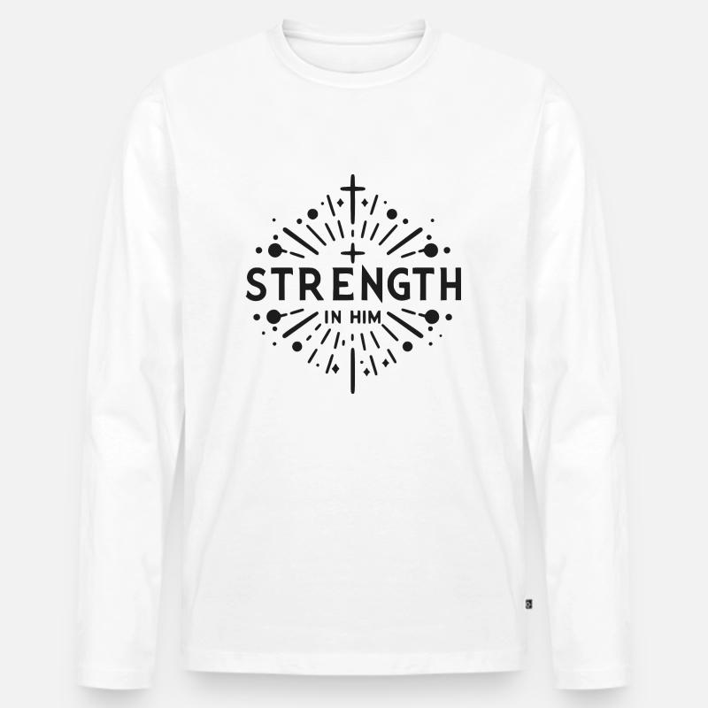 Kraft in Ihm - Männer Premium Bio Langarmshirt - Weiß