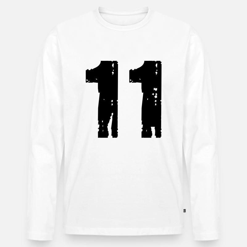 11 - Männer Premium Bio Langarmshirt - Weiß