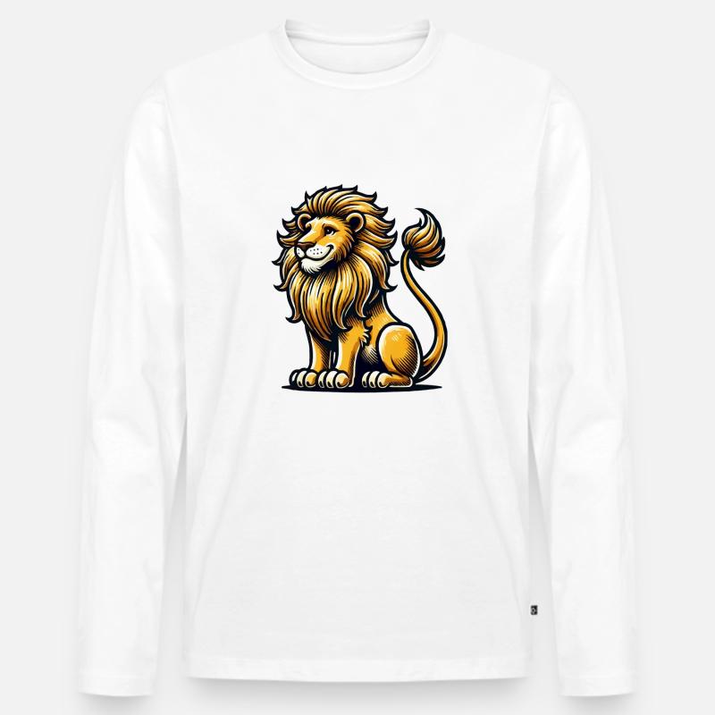 löwe - Männer Premium Bio Langarmshirt - Weiß