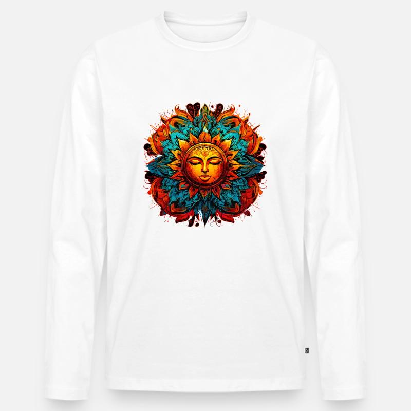 Die Inka-Sonne - Männer Premium Bio Langarmshirt - Weiß